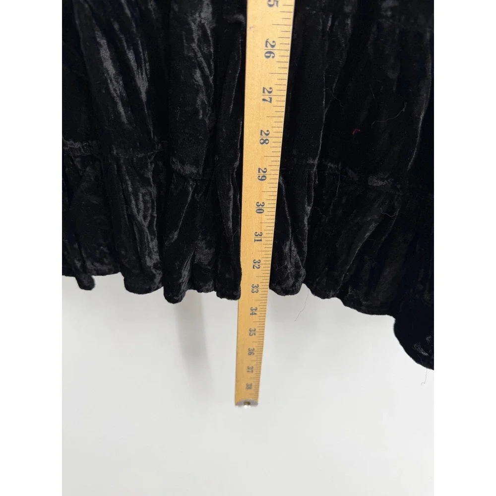Apostrophe Crushed Velvet Tiered Skirt Womens‎ XL Black Midi Boho Whimsigoth